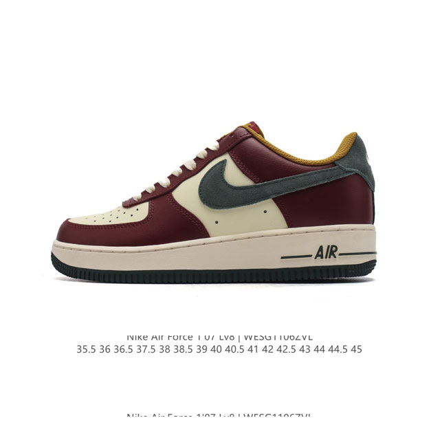 头层皮 耐克 Nike Air Force 1 '07 Low 空军一号 含气垫 小白鞋 低帮百搭厚底增高休闲运动板鞋。柔软、弹性十足的缓震性能和出色的中底设计