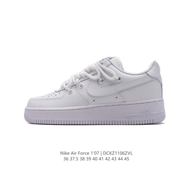 耐克 Nike Air Force 1 '07 Low 空军一号 解构绑带 双鞋带 含气垫 小白鞋 低帮百搭厚底增高休闲运动板鞋。柔软、弹性十足的缓震性能和出色