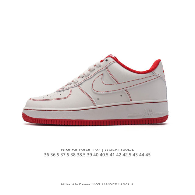 耐克 Nike Air Force 1 '07 Low 空军一号含气垫 低帮百搭厚底增高休闲运动板鞋。柔软、弹性十足的缓震性能和出色的中底设计，横跨复古与现代的