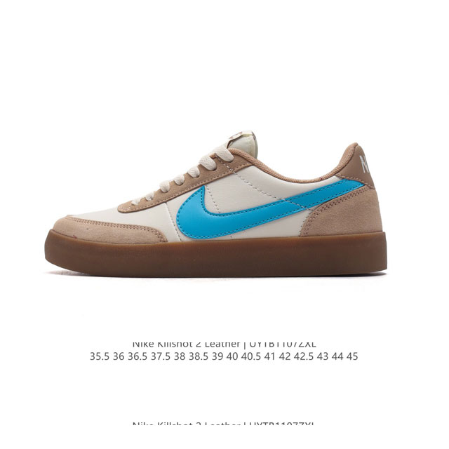 耐克板鞋 米白 复古板鞋J.Crew x Nike 联名 Killshot II Leather 男女休闲复古运动鞋。采用米白色皮革制作鞋身，大号Swoosh