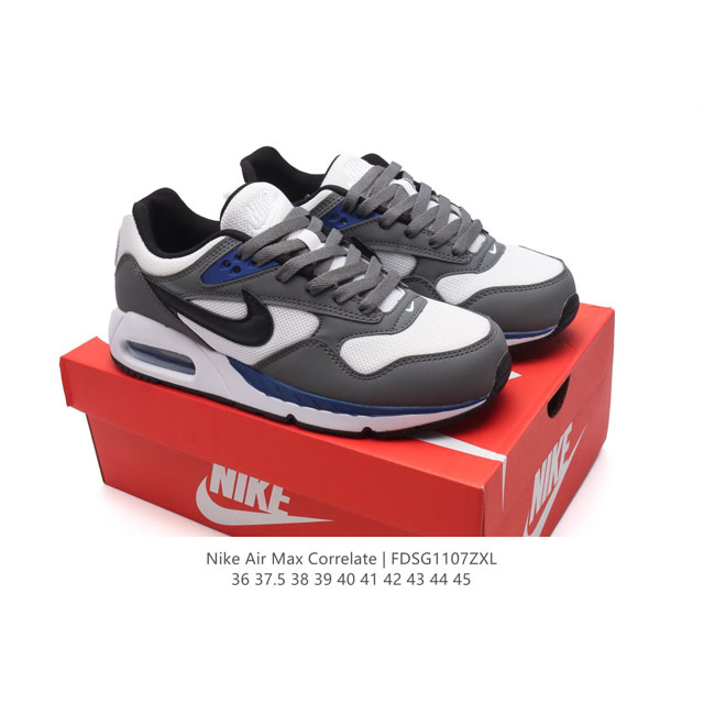 耐克 NIKE Air Max Correlate 气垫缓震耐磨运动鞋时尚潮流休闲透气跑步鞋，选用网眼鞋面，脚感舒适透气。鞋舌、鞋侧及后跟处饰有品牌标识，简约大