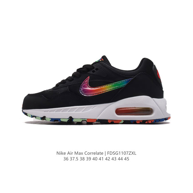 耐克 NIKE Air Max Correlate 气垫缓震耐磨运动鞋时尚潮流休闲透气跑步鞋，选用网眼鞋面，脚感舒适透气。鞋舌、鞋侧及后跟处饰有品牌标识，简约大