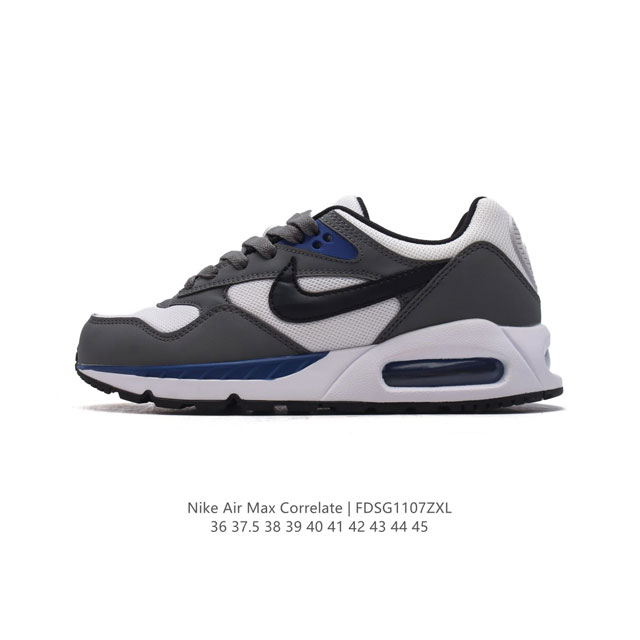 耐克 NIKE Air Max Correlate 气垫缓震耐磨运动鞋时尚潮流休闲透气跑步鞋，选用网眼鞋面，脚感舒适透气。鞋舌、鞋侧及后跟处饰有品牌标识，简约大