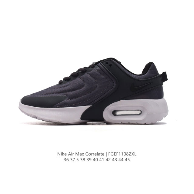 耐克 NIKE Air Max Correlate 男女子气垫缓震耐磨运动鞋时尚潮流休闲透气跑步鞋 选用网眼鞋面，脚感舒适透气。鞋舌、鞋侧及后跟处饰有品牌标识，