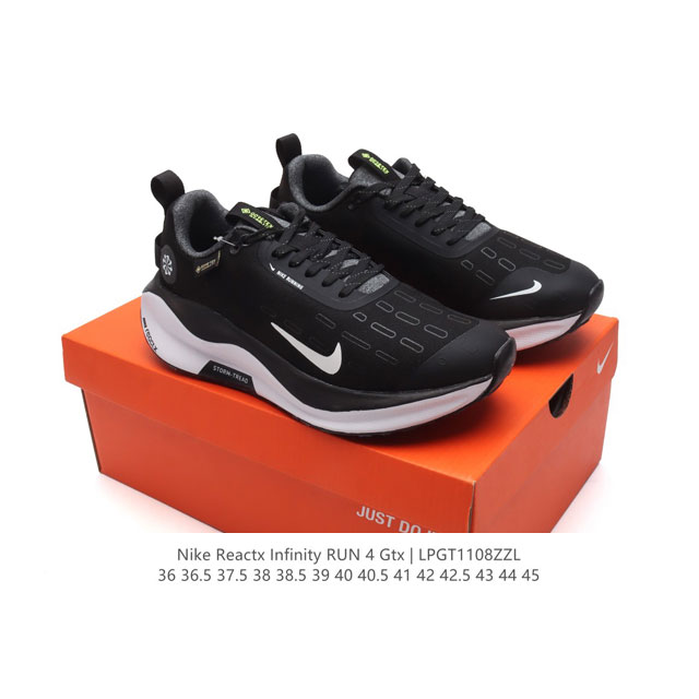 公司级 耐克 Nike Infinity Run 4 GORE-TEX 男女子防水公路跑步鞋 厚底增高百搭老爹运动鞋。Nike ReactX 泡绵提供高出 Ni