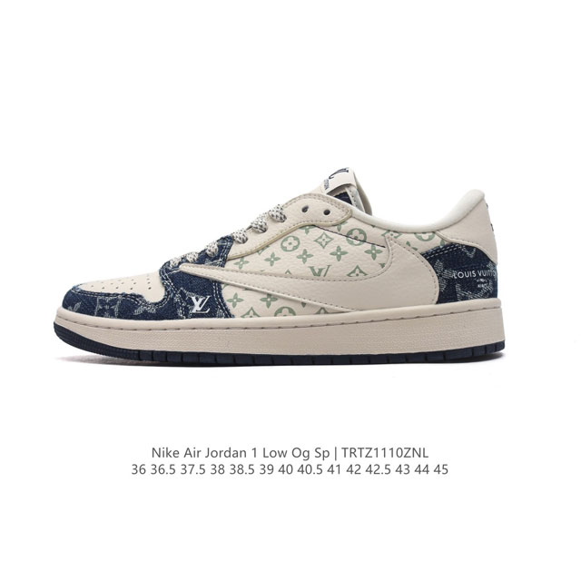 公司级 真标 耐克 Nike Air Jordan 1 Low OG SP Military Blue AJ1乔1 倒勾低帮篮球鞋 路易威登联名 AJ1 乔丹1