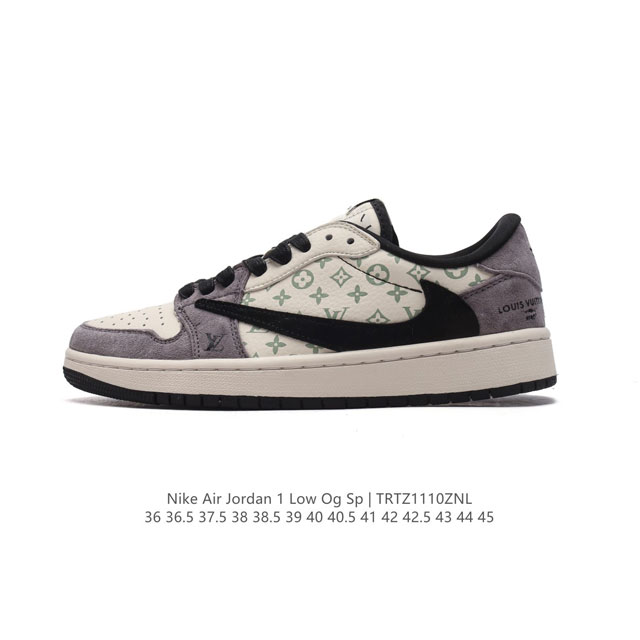 公司级 真标 耐克 Nike Air Jordan 1 Low OG SP Military Blue AJ1乔1 倒勾低帮篮球鞋 路易威登联名 AJ1 乔丹1