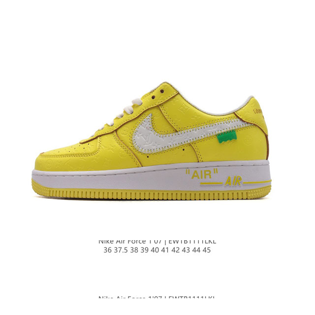 Louis Vuitton x Nike Air Force 1 Low 路易威登联名 耐克 空军一号 AF1 低帮百搭休闲厚底增高运动板鞋。柔软、弹性十足的缓