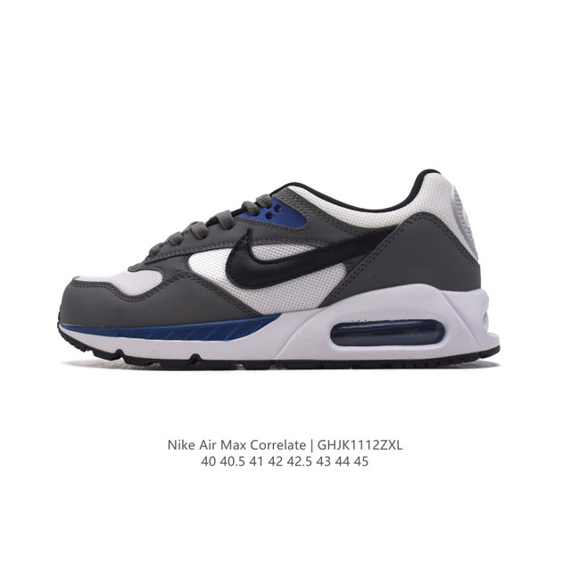 耐克 Nike Air Max Correlate 气垫缓震耐磨运动鞋时尚潮流休闲透气跑步鞋，选用网眼鞋面，脚感舒适透气。鞋舌、鞋侧及后跟处饰有品牌标识，简约大