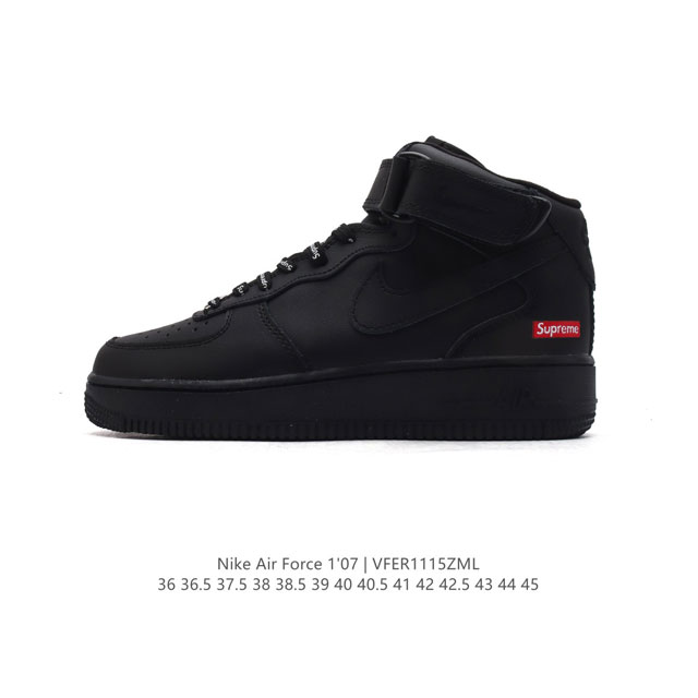 公司级 耐克 Nike Air Force 1 ‘07 High 空军一号 Af1 高帮魔术贴百搭休闲厚底增高运动板鞋时尚男女鞋，柔软、弹性十足的缓震性能和出色