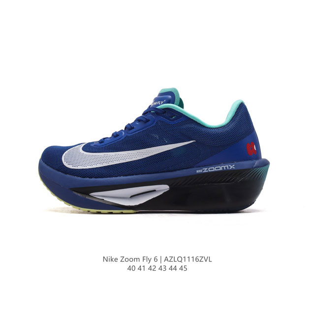 Nike 耐克 2024春新款男子zoom Fly 6 Prm缓震轻便跑步鞋。这款鞋在继承了 Nike Zoom Fly 5 的基础上，承诺为跑者带来更上一层楼