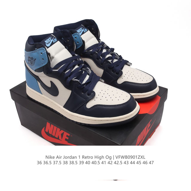 耐克 男女鞋 Nike Air Jordan 1 Retro High Og 乔丹一代aj1 乔1 Aj1 篮球鞋复刻运动鞋。皮面高帮板鞋的设计灵感源自运动夹克