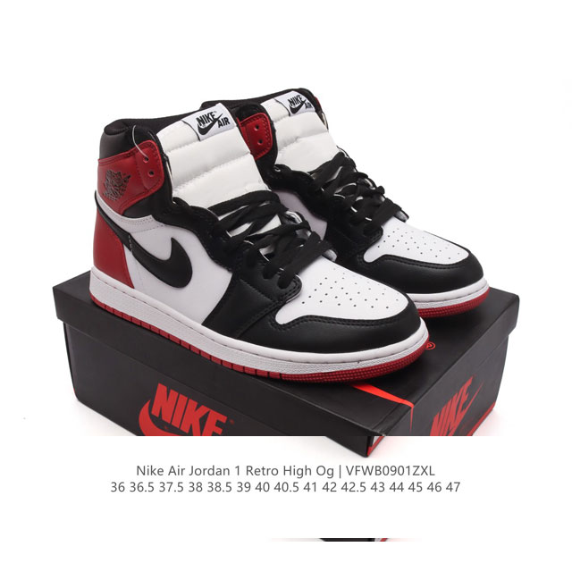 耐克 男女鞋 Nike Air Jordan 1 Retro High Og 乔丹一代aj1 乔1 Aj1 篮球鞋复刻运动鞋。皮面高帮板鞋的设计灵感源自运动夹克