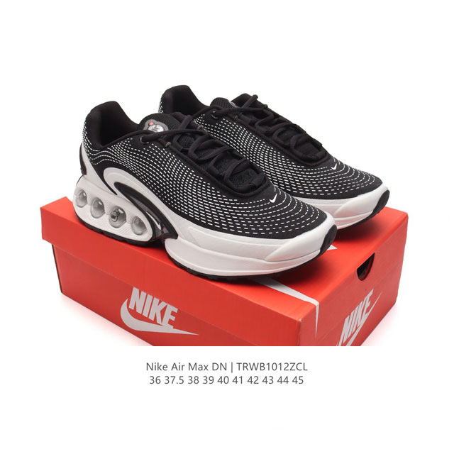 全新nike Air Max Dn 运动鞋 时尚跑步鞋，豆荚造型气垫吸睛！鞋面采用织物材质打造，提供舒适的穿着体验。这款鞋不仅具有时尚的外观，还融合了许多经典的