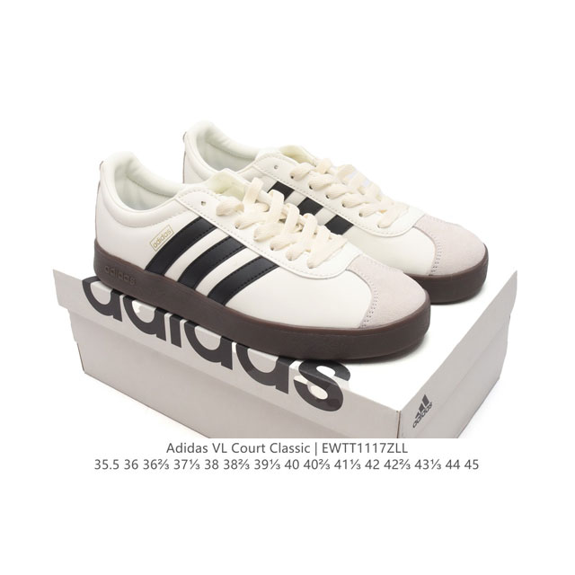 阿迪达斯 Adidas Vl Court Classic Shoes 运动休闲板鞋德训鞋 T头鞋 这款adidas经典运动鞋，以经典造型塑就百搭风格。灵感源自a