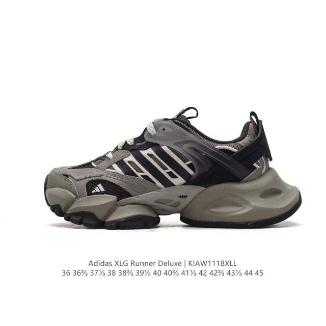 公司级 阿迪达斯adidas Xlg Runner Deluxe 跑步者豪华版系列低帮厚底增高老爹风复古缓震休闲运动慢跑鞋。男女鞋半码制#原楦原纸版开发版型#采