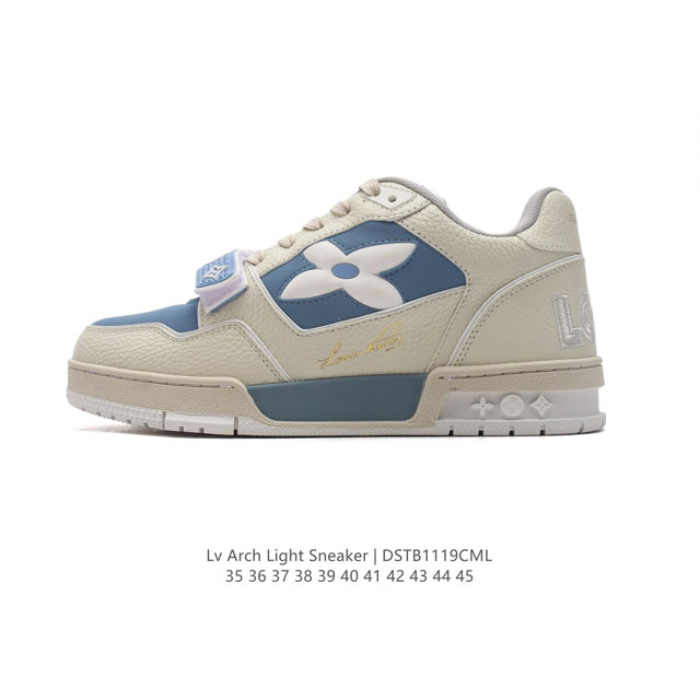 公司级 路易威登louis Vuitton Arch Light Sneakers Lv真皮拼色减震网面运动弓型舞蹈复古老爹运动鞋。原装配件5D效果礼盒及全套原