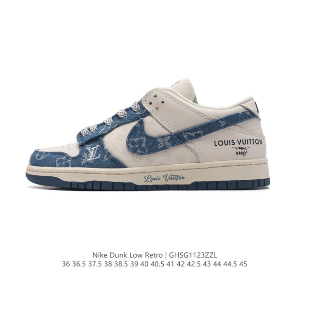 真标 耐克 Nike Dunk Low 运动鞋复古板鞋 路易威登联名 作为 80 年代经典篮球鞋款，起初专为硬木球场打造，后来成为席卷街头的时尚标杆，现以经典细