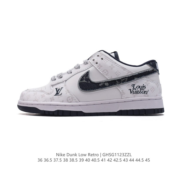 真标 耐克 Nike Dunk Low 运动鞋复古板鞋 路易威登联名 作为 80 年代经典篮球鞋款，起初专为硬木球场打造，后来成为席卷街头的时尚标杆，现以经典细