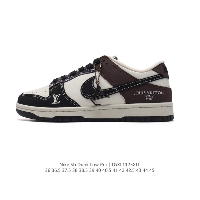 公司级 耐克 Nike Dunk Low Retro 运动鞋复古板鞋 路易威登联名。作为 80 年代经典篮球鞋款，起初专为硬木球场打造，后来成为席卷街头的时尚标