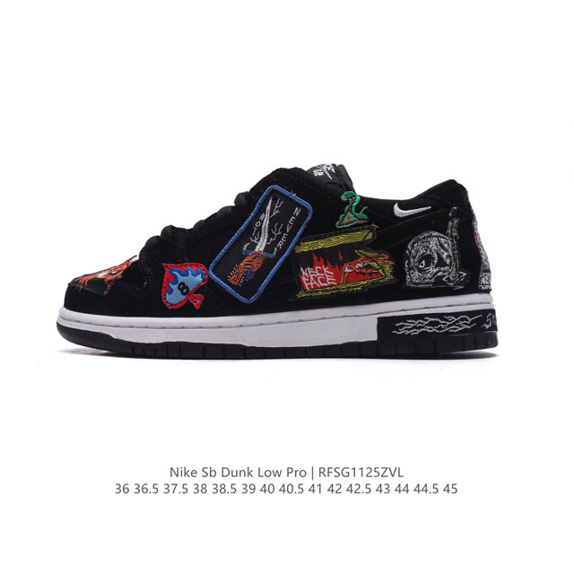 真标 耐克 Neckface X Nike Sb Dunk Low 黑色 万圣节 滑板鞋。此款鞋身布满各种涂鸦画风的妖魔鬼怪，正好是 Neckface 最擅长的