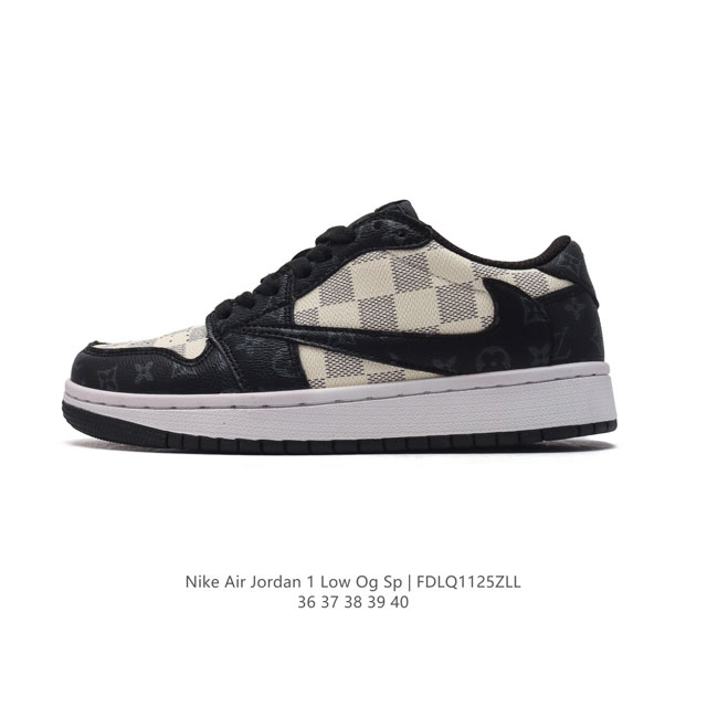 真标 耐克 Nike Air Jordan 1 Low Og Sp Military Blue Aj1乔1 路易威登联名 倒勾低帮篮球鞋 Aj1 乔丹1代 Aj