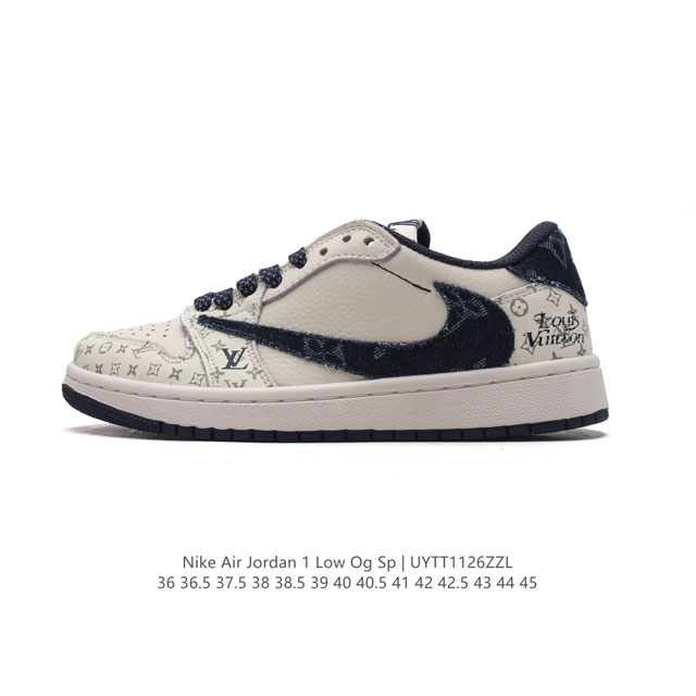 真标 耐克 Nike Air Jordan 1 Low Og Sp Military Blue Aj1乔1 路易威登联名 倒勾低帮篮球鞋 Aj1 乔丹1代 Aj