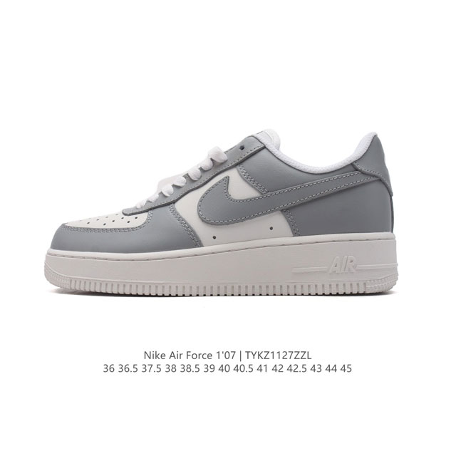 耐克 Nike Air Force 1 '07 Low 空军一号含气垫 小白鞋 低帮百搭厚底增高休闲运动板鞋。柔软、弹性十足的缓震性能和出色的中底设计，横跨复古