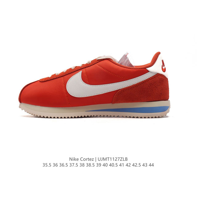 Nike Classic Cortez Nylon 耐克阿甘鞋男女子运动鞋。秉承元年款经典风格，糅合防水鞋面设计，令双足保持干爽舒适。防水锦纶鞋面强势抵御风雨侵