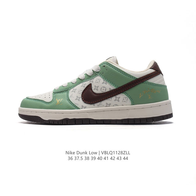 真标 耐克 Nike Dunk Low 运动鞋复古板鞋 路易威登联名 作为 80 年代经典篮球鞋款，起初专为硬木球场打造，后来成为席卷街头的时尚标杆，现以经典细