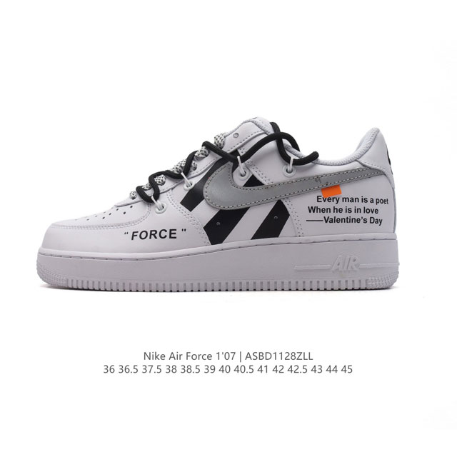 特价 耐克 Nike Air Force 1 '07 Low 空军一号含气垫 解构绑带 双鞋带 小白鞋 低帮百搭厚底增高休闲运动板鞋。柔软、弹性十足的缓震性能和