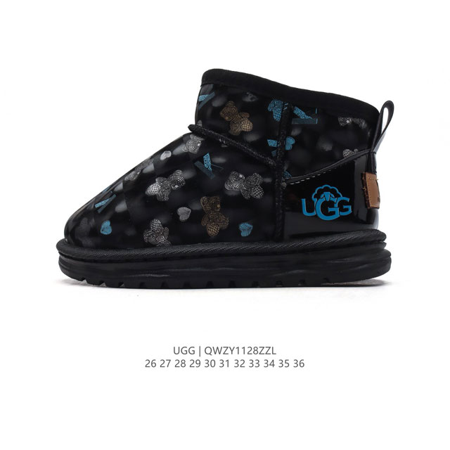 童鞋 Ugg 中帮靴子 儿童雪地靴 俏皮可爱的百变造型， 美国轻奢品牌ugg 平底系列冬季羊毛一体雪地休闲保暖毛毛家居包头棉鞋。官方同步包装 检验标 材料采用原