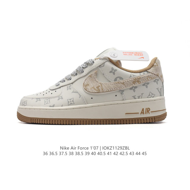 公司级 耐克 Nike Air Force 1 '07 Low 空军一号含气垫路易威登联名 低帮百搭厚底增高休闲运动板鞋。柔软、弹性十足的缓震性能和出色的中底设