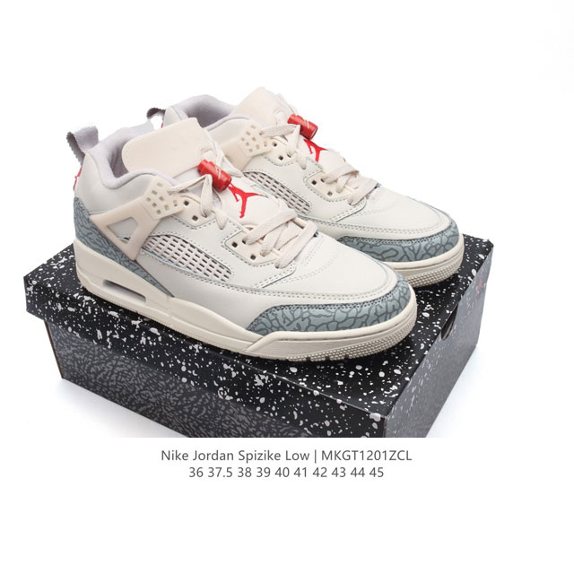 真标 耐克 Nike Jordan Spizike Low 经典爆裂纹复古运动篮球鞋！全新低帮造型吸睛！整双鞋在融合了 Air Jordan 经典鞋款中的标志性