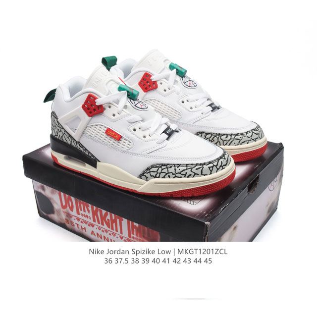 真标 耐克 Nike Jordan Spizike Low 经典爆裂纹复古运动篮球鞋！全新低帮造型吸睛！整双鞋在融合了 Air Jordan 经典鞋款中的标志性