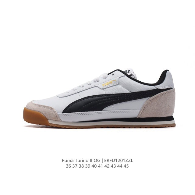 Puma 彪马 Turino Ii Og 男女款运动休闲跑步鞋，设计灵感汲取于足球运动，名字中的turino源自意大利名称都灵。Softfoam鞋垫加持，以记忆