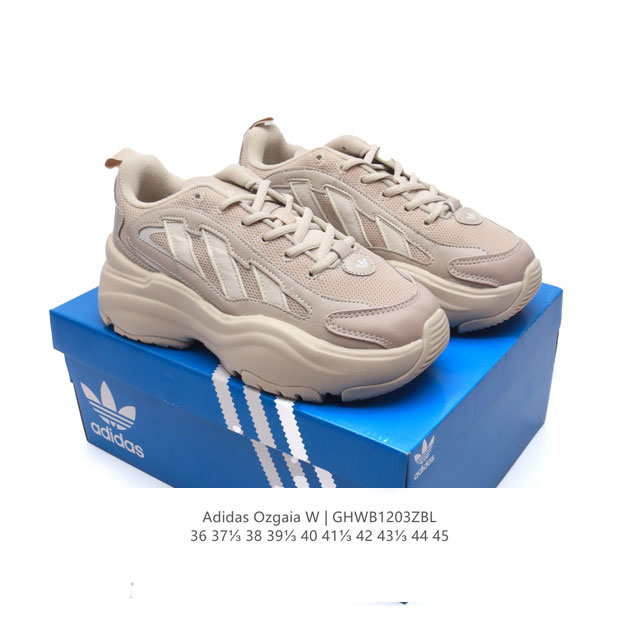 公司级 阿迪达斯adidas Originals Ozgaia 防滑 耐磨 低帮 厚底增高老爹鞋 休闲运动鞋 此款鞋采用近几年比较流行的版型设计，外观时尚大气。