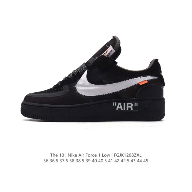 公司级 耐克nike Off-White X Air Force 1 Ow联名空军一号厚底增高运动板鞋 鞋款延续了此次联名的设计风格，鞋身内侧同样印有大面积标语