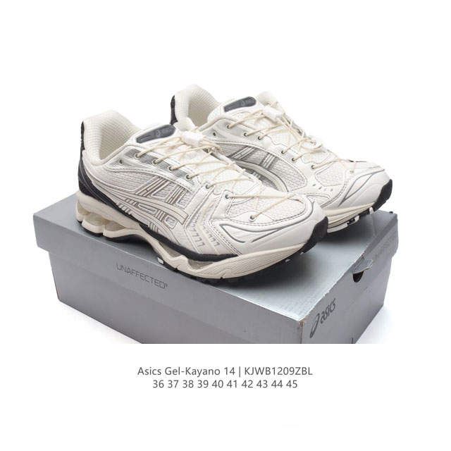 亚瑟士 Asics Gel-Kayano 14 公司级版本运动休闲透气专业缓震慢跑鞋。采用工程弹性双层再生网格密度鞋面材质，后跟3D可视gel缓震乳胶物料，升级