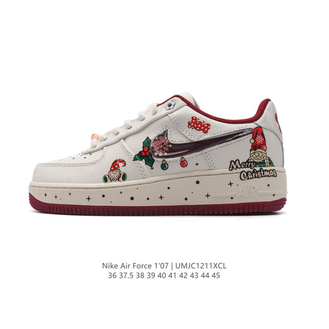 公司级 Af1耐克 圣诞节限定 Nike Air Force 1 ‘07 Low 空军一号 厚底增高百搭运动板鞋 原楦头原纸板 打造纯正空军版型，专注外贸渠道