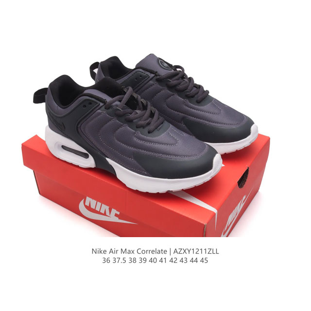 耐克 Nike Air Max Correlate 气垫缓震耐磨运动鞋时尚潮流休闲透气跑步鞋，选用网眼鞋面，脚感舒适透气。鞋舌、鞋侧及后跟处饰有品牌标识，简约大