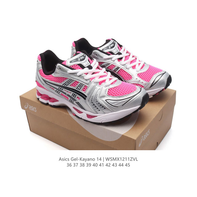 亚瑟士 Asics Gel-Kayano 14 公司级版本运动休闲透气专业缓震慢跑鞋。采用工程弹性双层再生网格密度鞋面材质，后跟3D可视gel缓震乳胶物料，升级