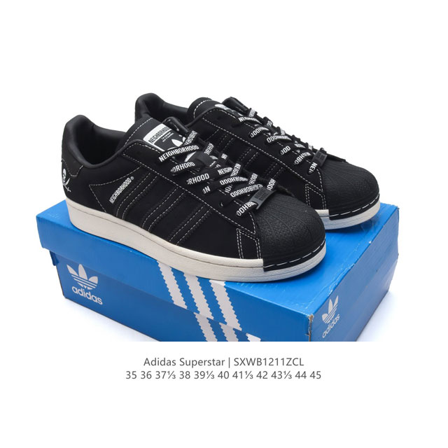 阿迪达斯 新款 Adidas Superstar 三叶草 经典贝壳头系列 新款休闲板鞋潮流男女士运动鞋 。鞋面柔软皮革材质 标志性的贝壳鞋头，锯齿三条纹，简约的