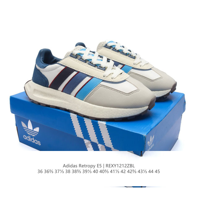 公司级 阿迪达斯 新款 三叶草 厚底 Adidas Retropy E5 新款 爆米花 低帮经典运动鞋潮厚底增高男女士慢跑鞋。以70年代经典跑步鞋为灵感，新鲜演