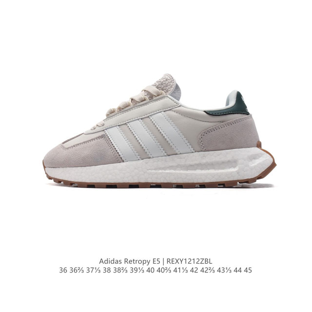 公司级 阿迪达斯 新款 三叶草 厚底 Adidas Retropy E5 新款 爆米花 低帮经典运动鞋潮厚底增高男女士慢跑鞋。以70年代经典跑步鞋为灵感，新鲜演