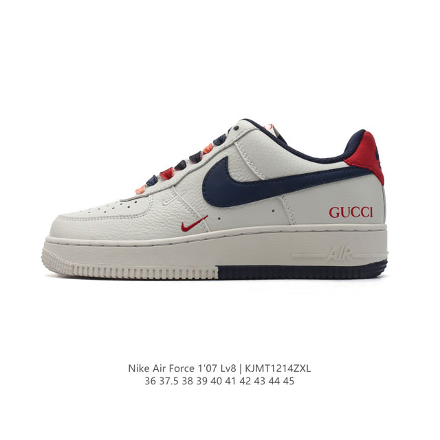 耐克 Nike Air Force 1 '07 Low 空军一号含气垫 Gucci 联名 低帮百搭厚底增高休闲运动板鞋。柔软、弹性十足的缓震性能和出色的中底设计