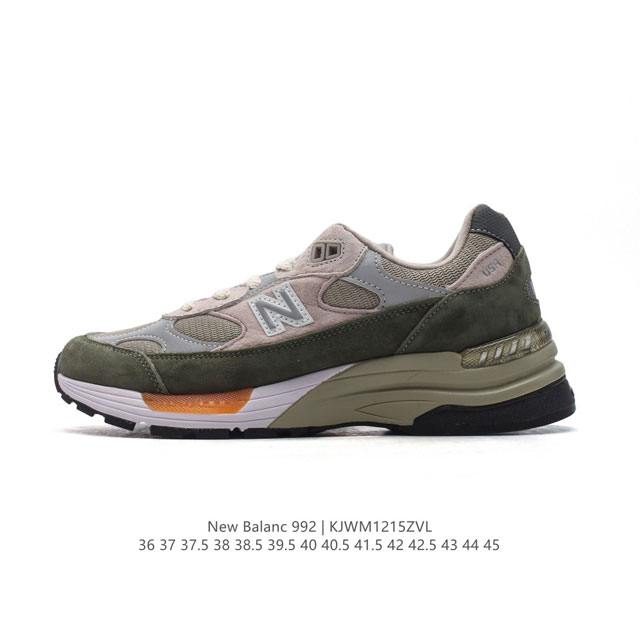 新百伦new Balance 992 复古风格简约经典舒适百搭时尚休闲鞋缓震透气跑步鞋。鞋面采用猪皮革与织物相结合，尼龙网布在拼接工序上极为繁复，彰显质感的同时