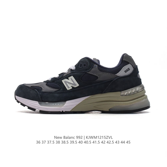 新百伦new Balance 992 复古风格简约经典舒适百搭时尚休闲鞋缓震透气跑步鞋。鞋面采用猪皮革与织物相结合，尼龙网布在拼接工序上极为繁复，彰显质感的同时