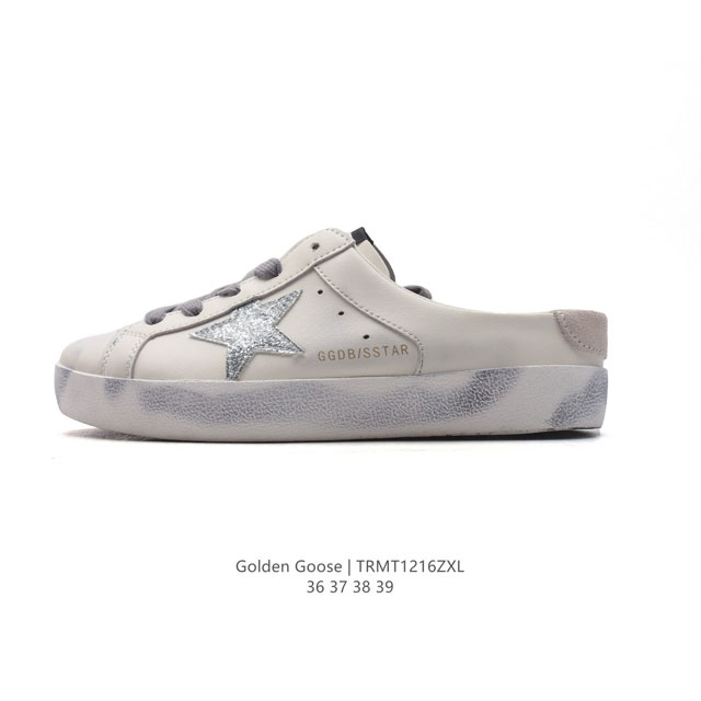 新款 Golden Goose Deluxe Brand Sstar来自意大利ggdb脏出天际的小脏鞋 包头半拖运动鞋 潮复古板鞋 一脚蹬休闲拖鞋，宋仲基欧巴各