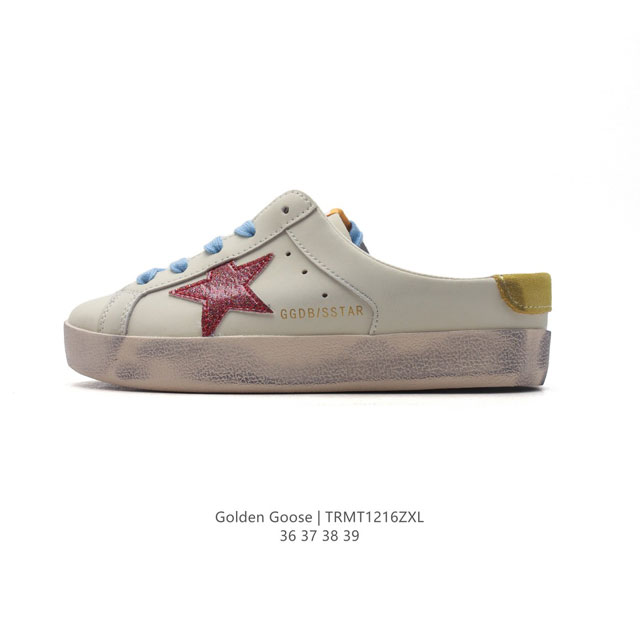 新款 Golden Goose Deluxe Brand Sstar来自意大利ggdb脏出天际的小脏鞋 包头半拖运动鞋 潮复古板鞋 一脚蹬休闲拖鞋，宋仲基欧巴各